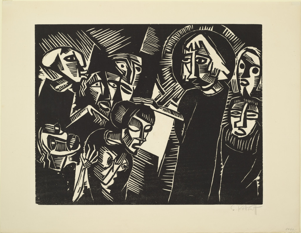 Christ and the Adulteress (Kristus und die Ehebrecherin) from the portfolio 9 Woodcuts by Schmidt-Rottluff (9 Holzschnitte von Schmidt-Rottluff)