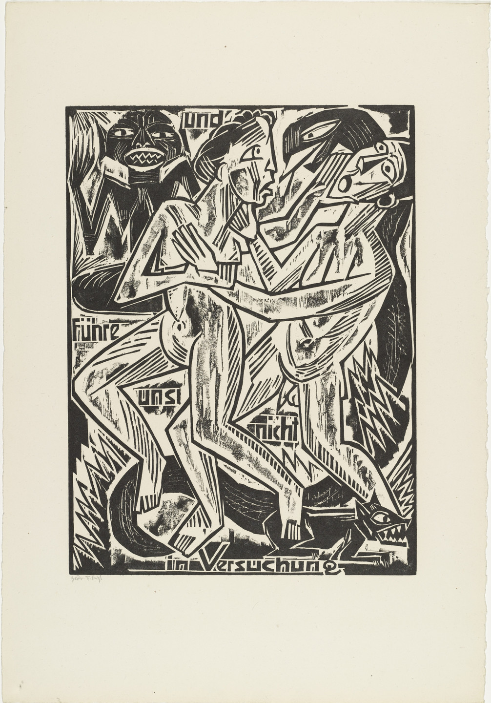 Max Pechstein. And / lead / us not / into temptation (und führe / uns nicht / in Versuchung) from The Lord's Prayer (Das Vater Unser). 1921