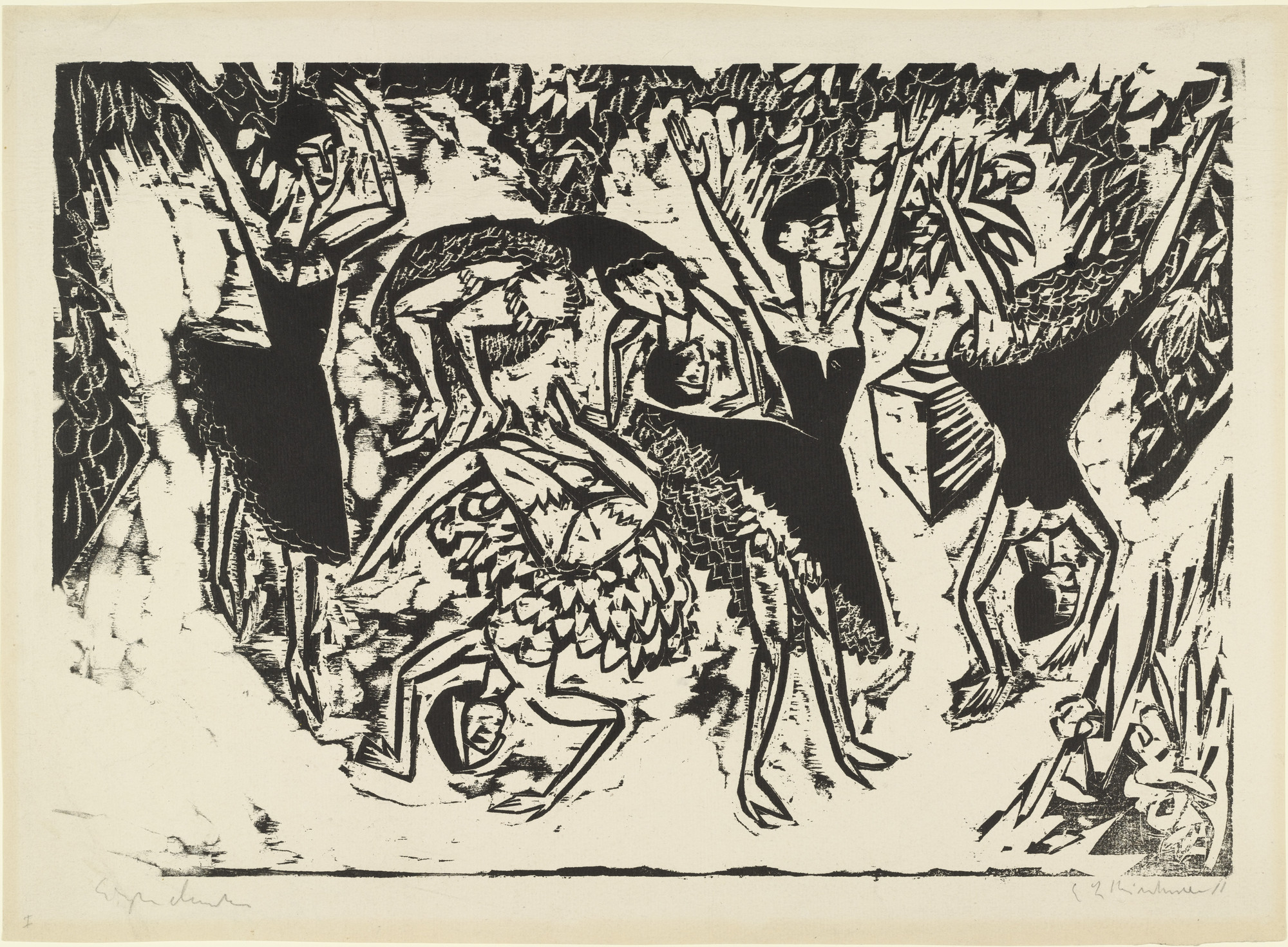 Ernst Ludwig Kirchner. Somersaulting Acrobatic Dancers (Sich
