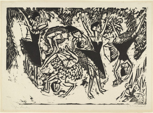 Ernst Ludwig Kirchner. Somersaulting Acrobatic Dancers. 1913