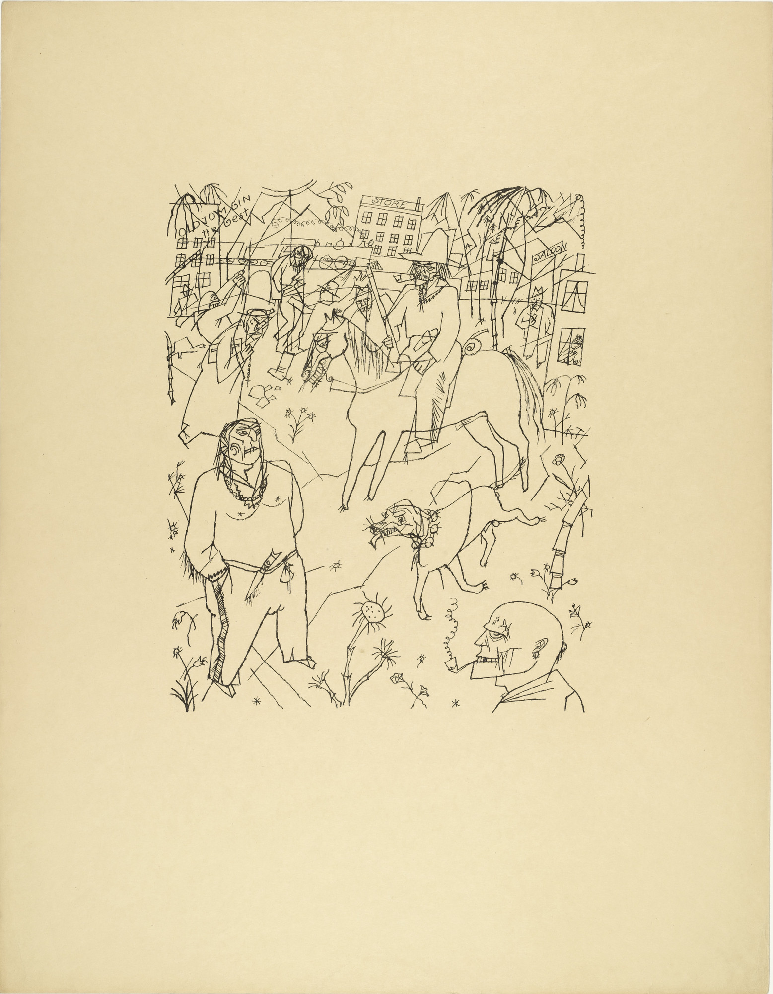 George Grosz. Texas Picture for My Friend Chingachgook (Texasbild für meinen Freund Chingachgook) from The First George Grosz Portfolio (Erste George Grosz-Mappe)