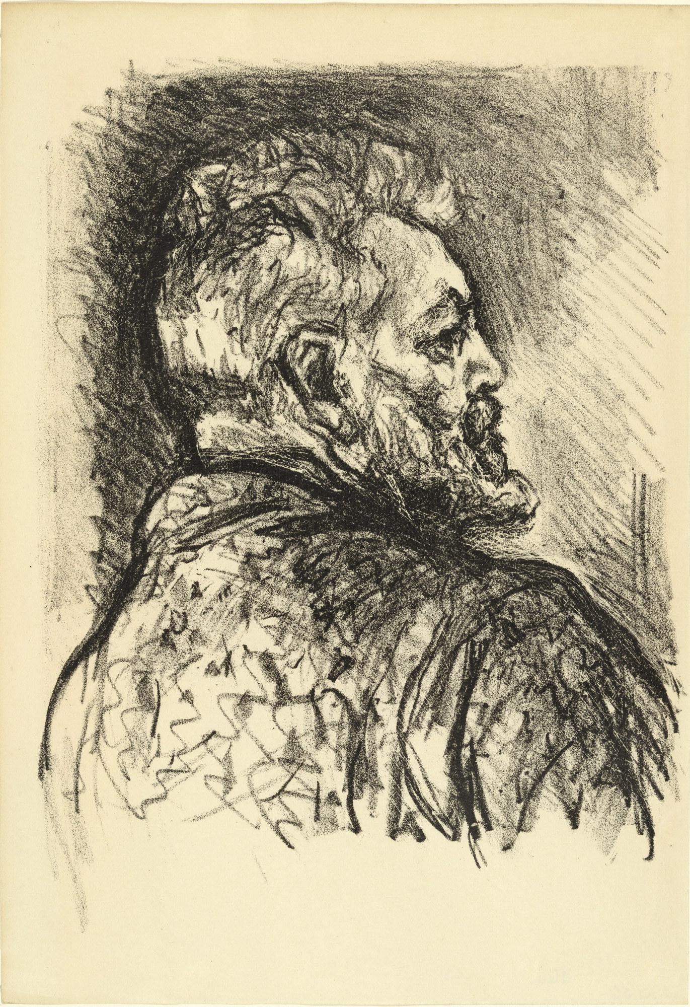 Max Slevogt. Self-Portrait (Selbstbildnis) from the exhibition catalogue Max Slevogt. Gemälde, Aquarelle, Pastelle, Zeichnungen zu seinem 60. Geburtstage (Max Slevogt. Paintings, Watercolors, Pastels, Drawings on the Occasion of his 60th Birthday)