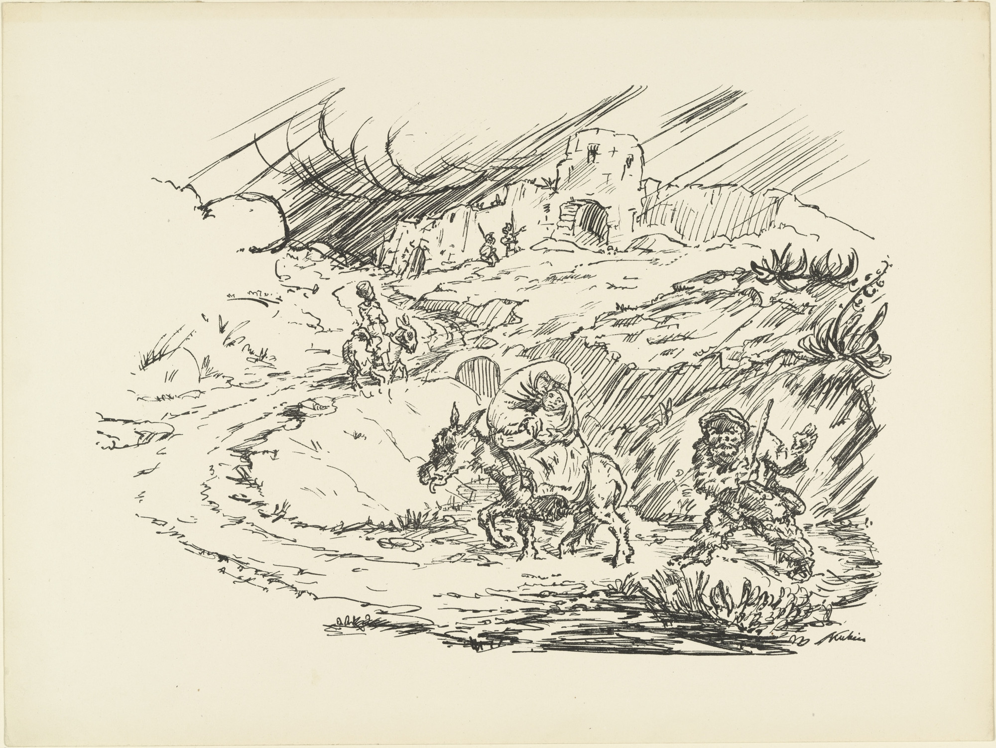 Alfred Kubin. In Flight (plate 8) from the illustrated book Deutsche Graphiker der Gegenwart (German Printmakers of Our Time)