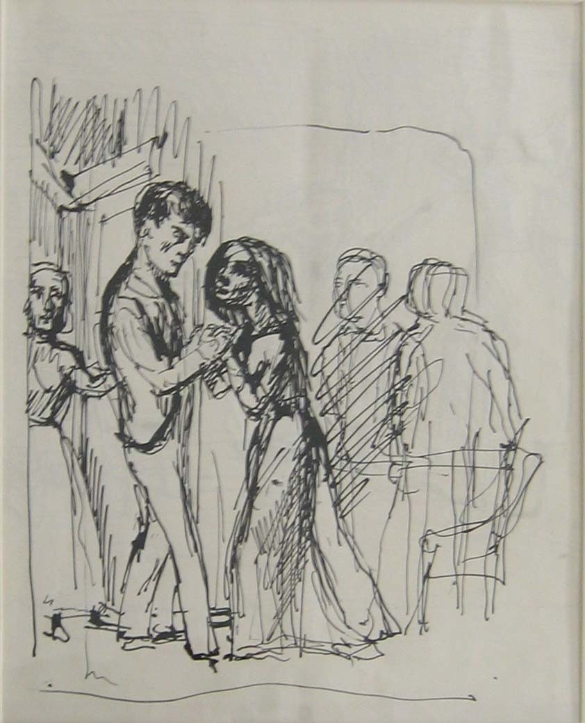 Balthus (Baltusz Klossowski de Rola). Illustrations for Bronte: Wuthering Heights. a) &#34;...The Room is Haunted! I&#39;m Afraid of Being Alone!&#34;. b) &#34;Miss Cathy Seized Him Again&#34;. (1933)