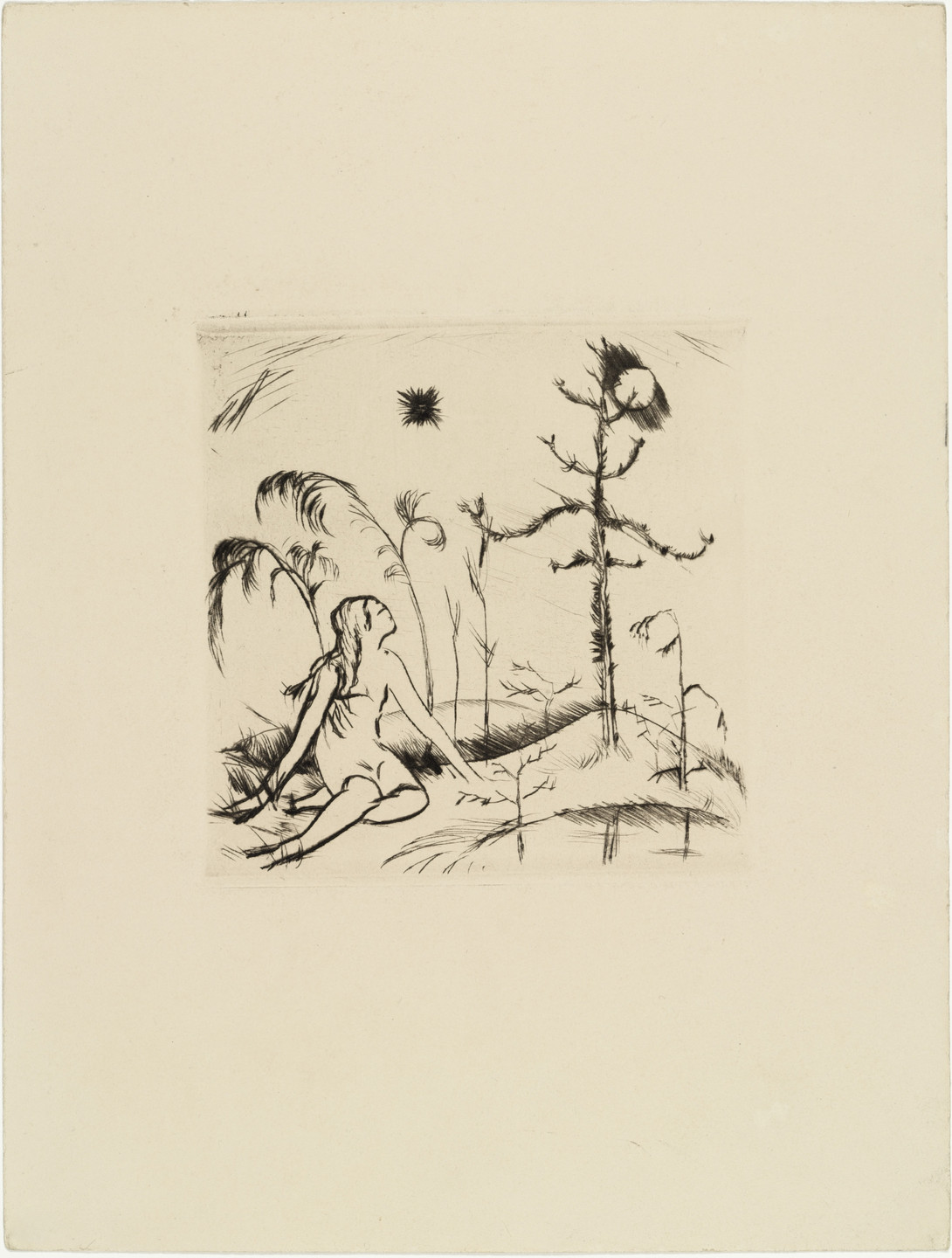 Jakob (Jack) Friedrich Bollschweiler. Kneeling Girl (Knieendes Mädchen) (plate, loose leaf) from the periodical Das Kunstblatt, vol. 1, no. 12 (Dec 1917). 1917