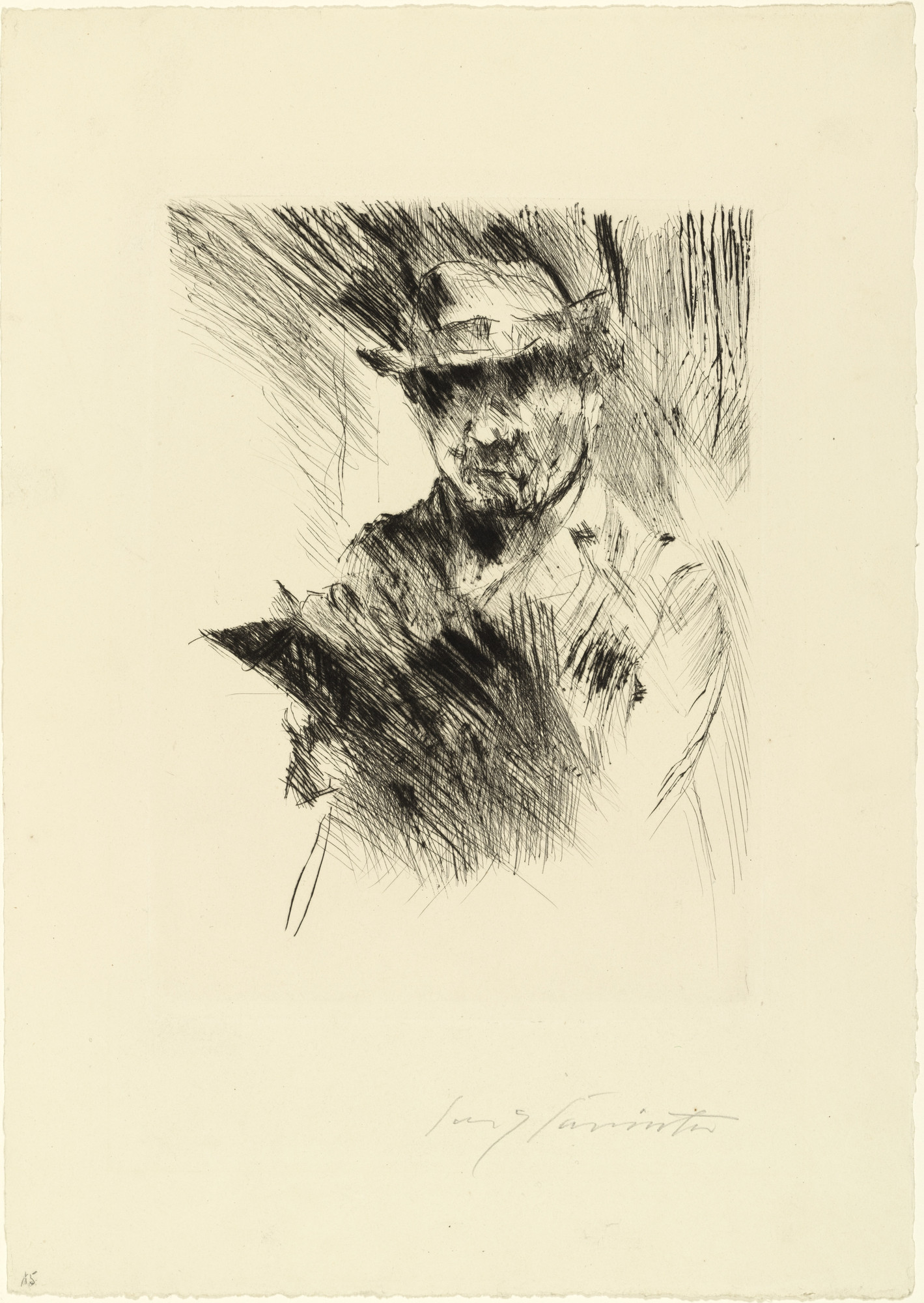 Lovis Corinth. Self-Portrait While Etching