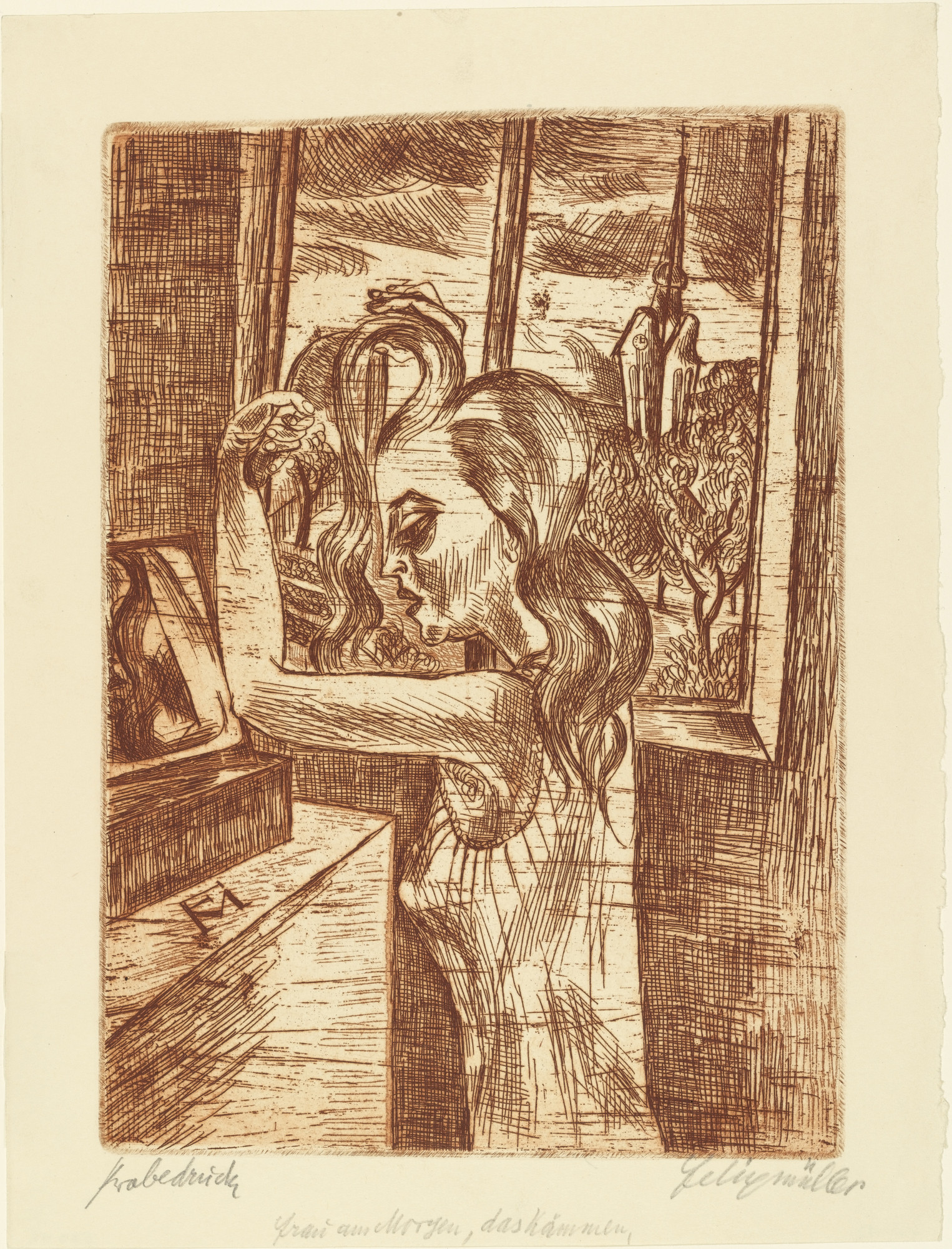 Conrad Felixmüller. Woman in the Morning: Combing