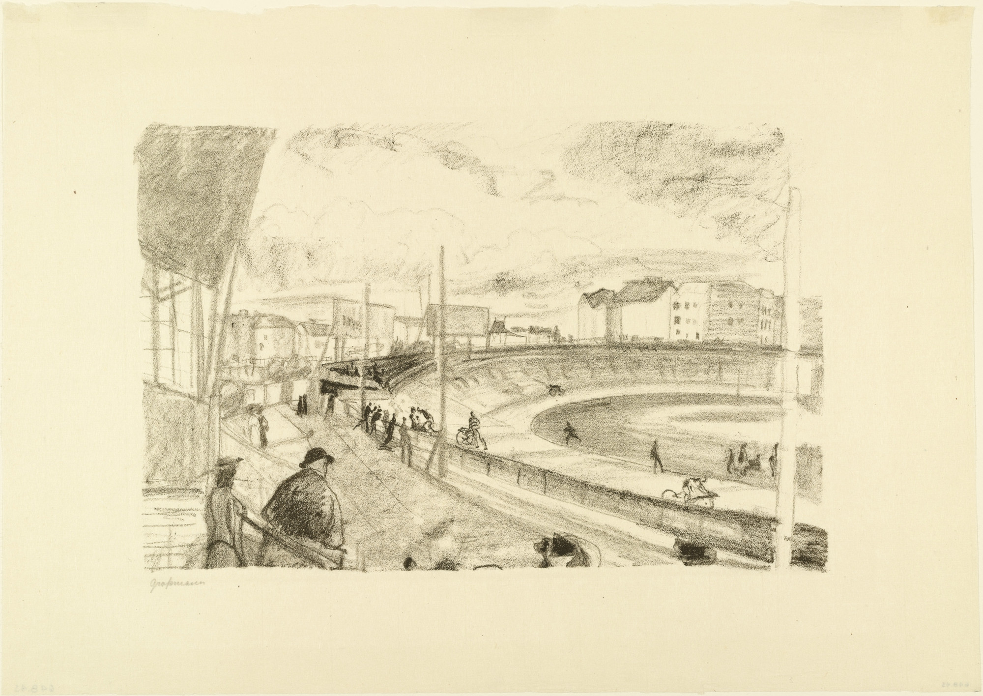 Rudolf Grossmann. Velodrome (Radrennbahn) for the portfolio Around Berlin (Um Berlin). (1912)