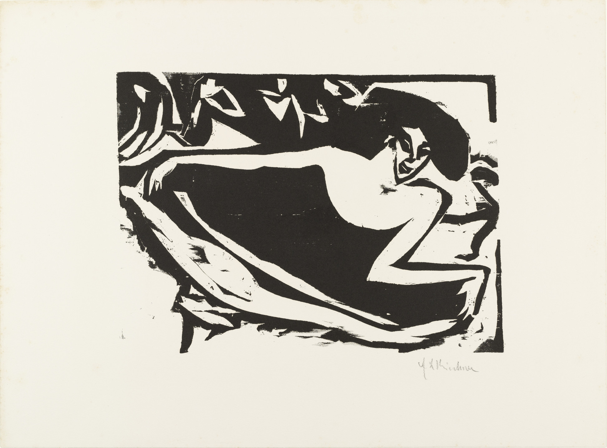 Ernst Ludwig Kirchner. Dancer with Raised Skirt (Tänzerin mit gehobenem Rock) from Brücke 1910. 1909, published 1910