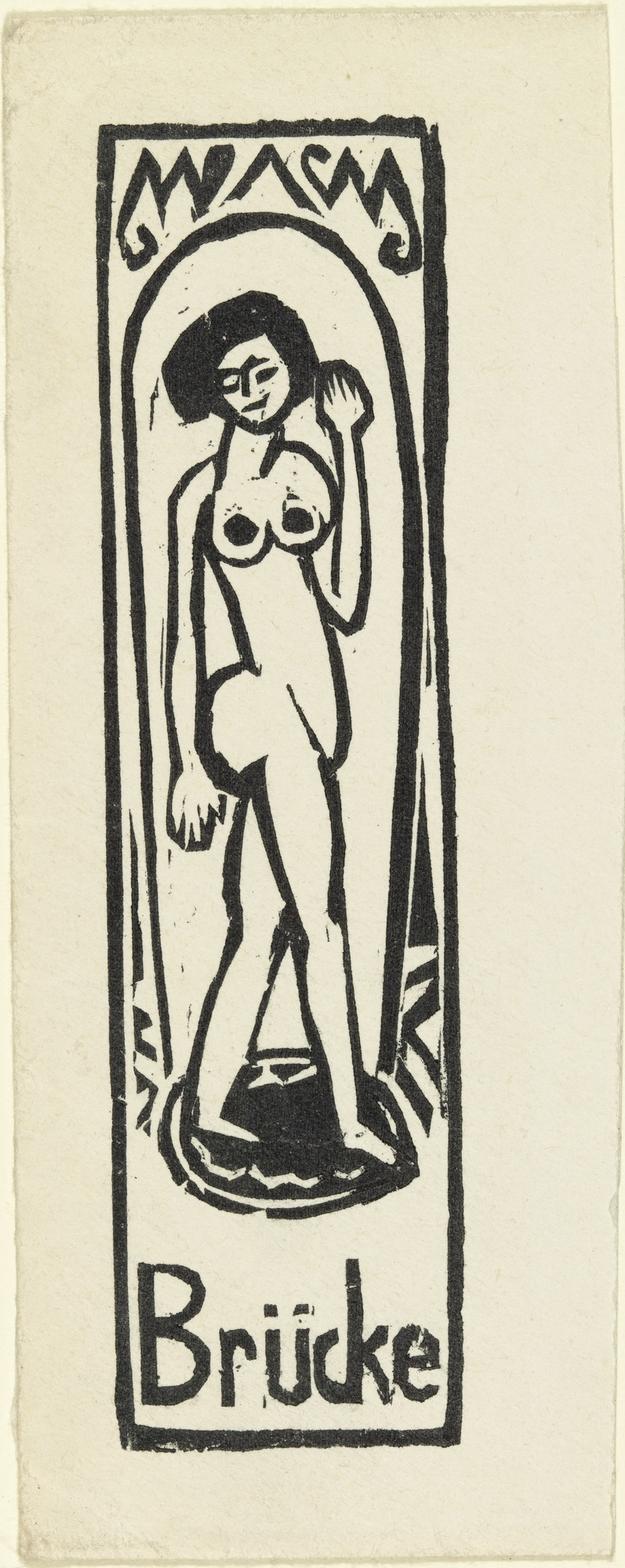 Ernst Ludwig Kirchner. Standing Nude, Signet of the Brücke Artists' Group