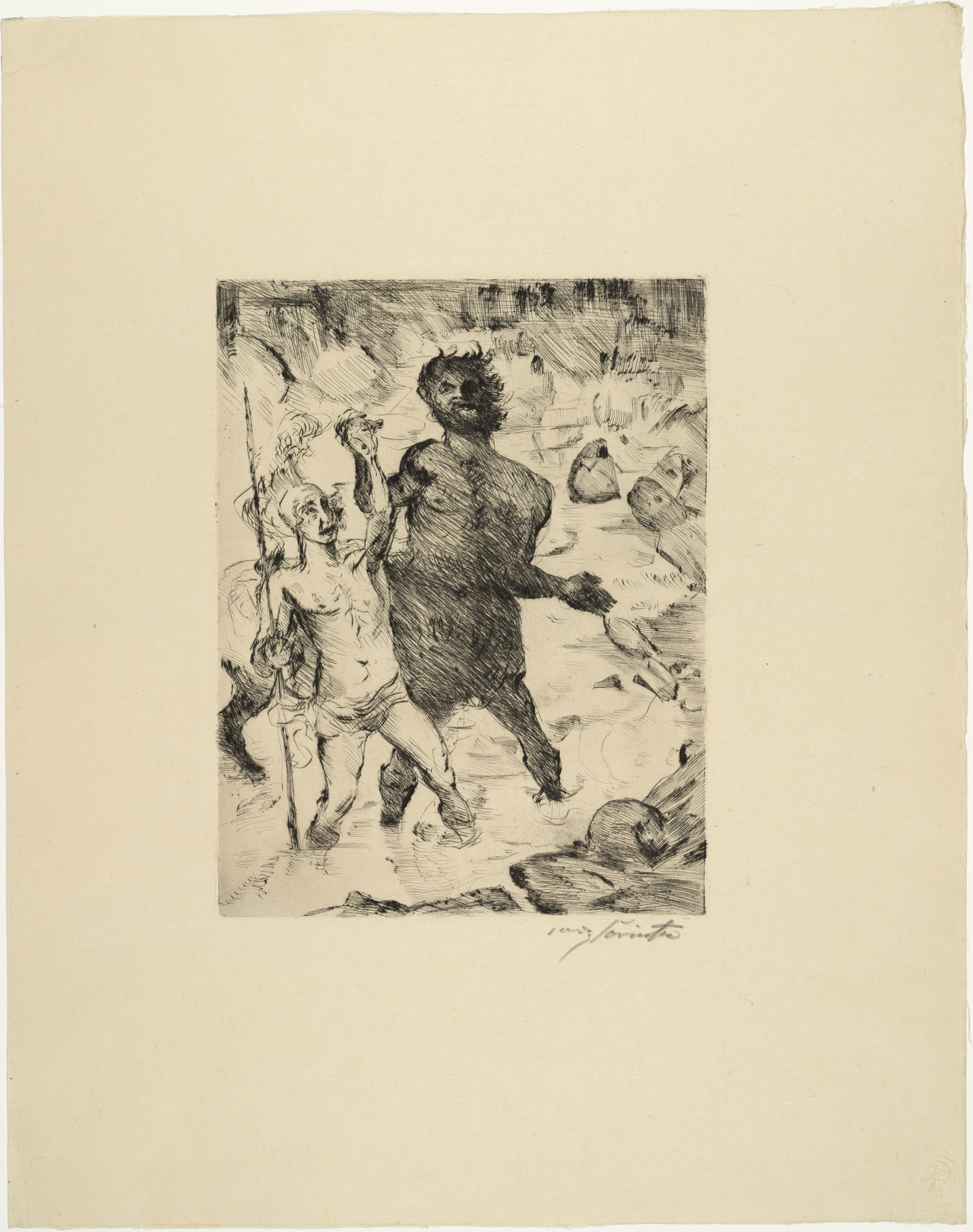 Lovis Corinth. The Training of Achilles from Classical Legends