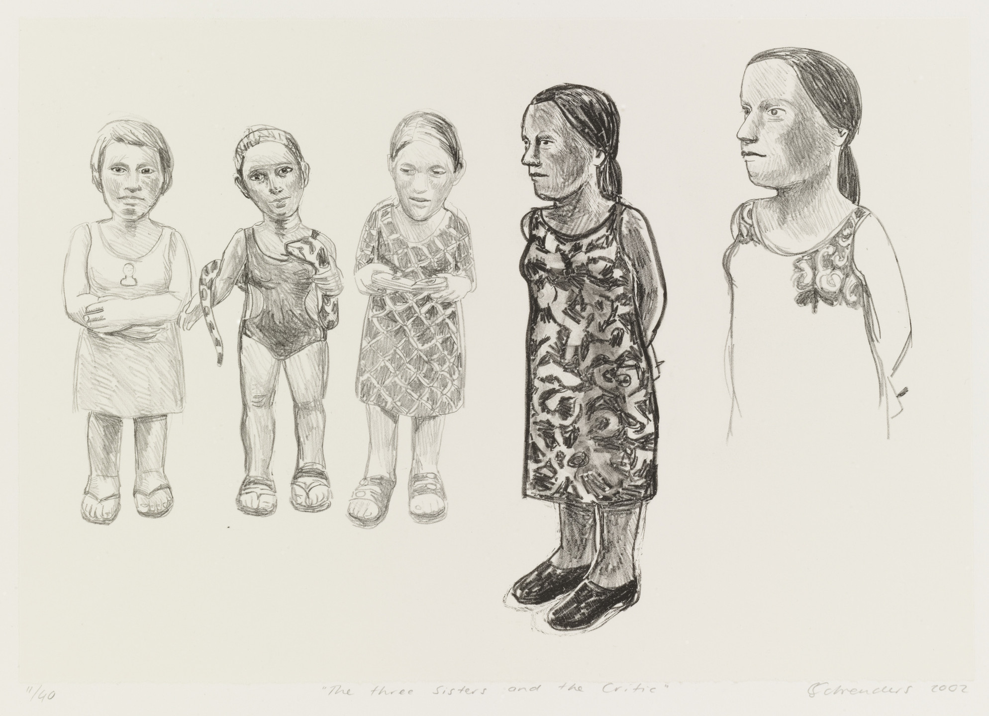 Claudette Schreuders. The Three Sisters and The Critic. 2002