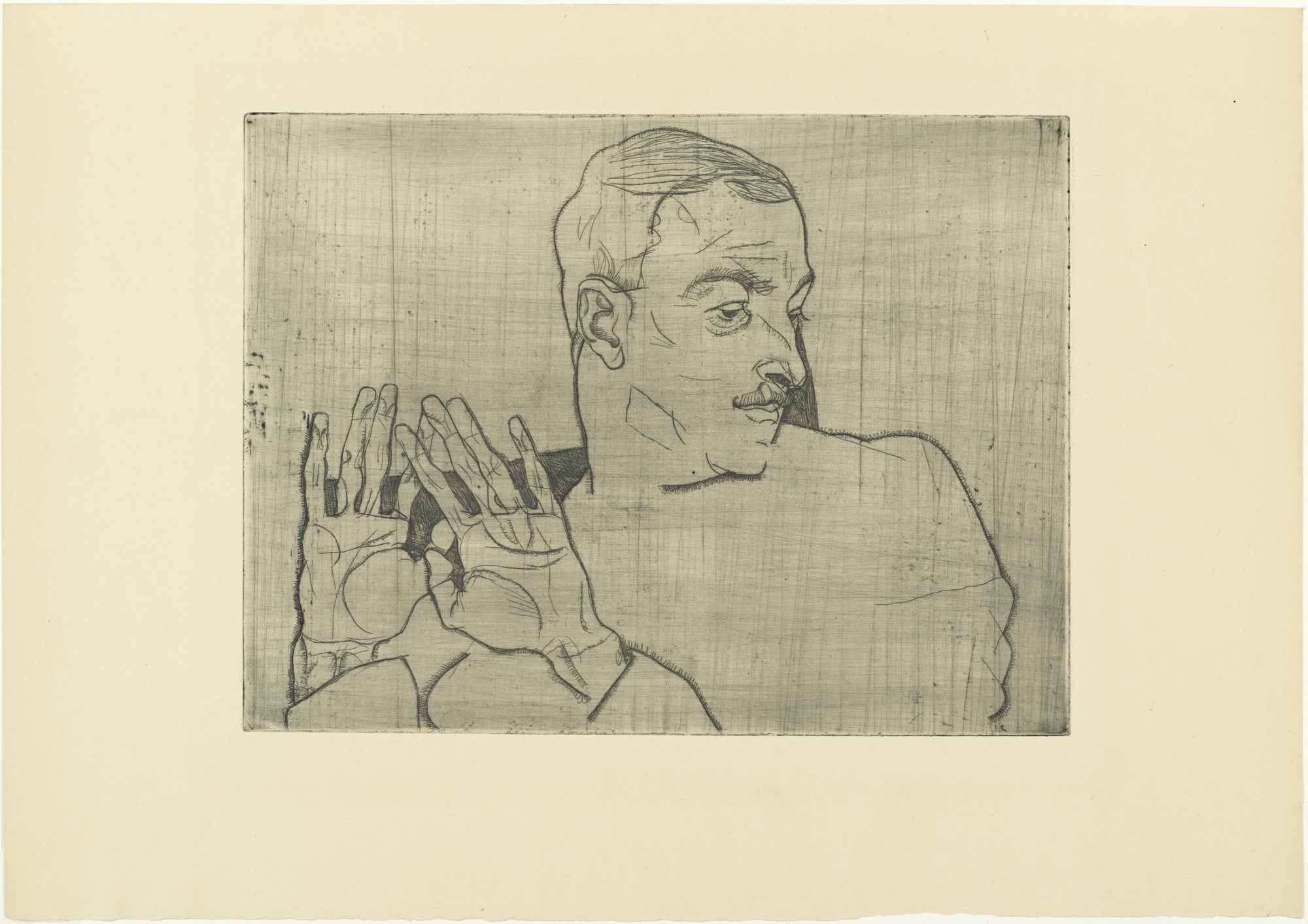 Egon Schiele. Portrait of Arthur Roessler (Bildnis Arthur Roessler) from The Graphic Work of Egon Schiele (Das Graphische Werk von Egon Schiele). 1914, published 1922