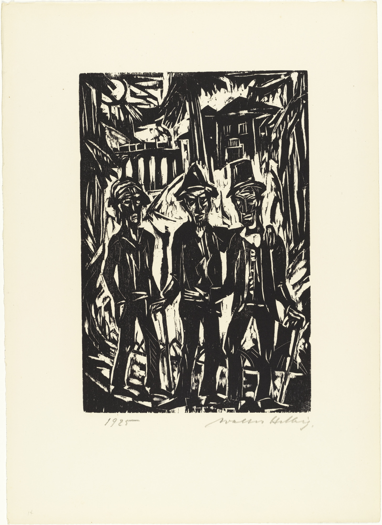 Walter Helbig. Three Men Strolling (Spaziergänger) from 16 Woodcuts (16 Holzschnitte)