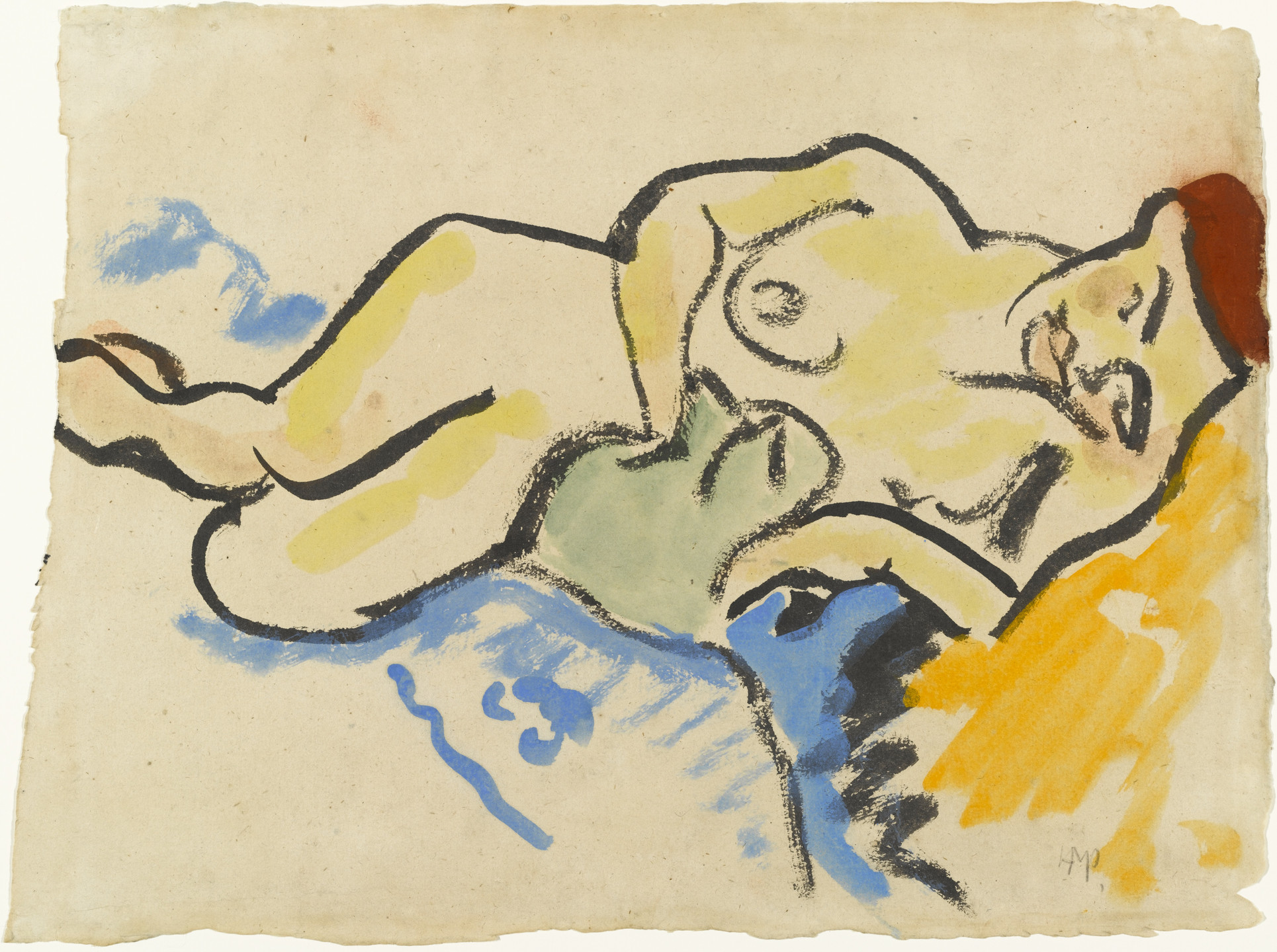 Max Pechstein. Reclining Nude with Cat. 1909