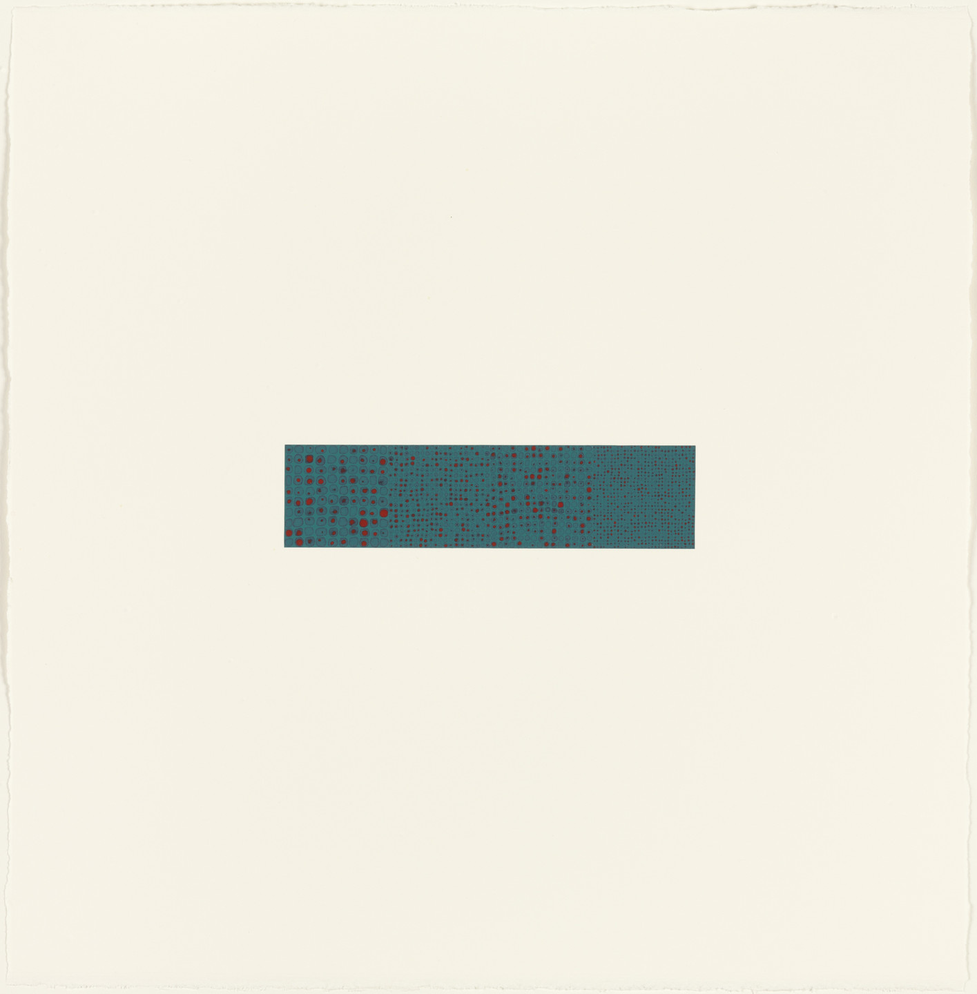 Teo González. Drawing #158 (1,625 Red on Turquoise 1/2/1.5/3 x 10 Gauges 6-3-4-2 mm). (2003)