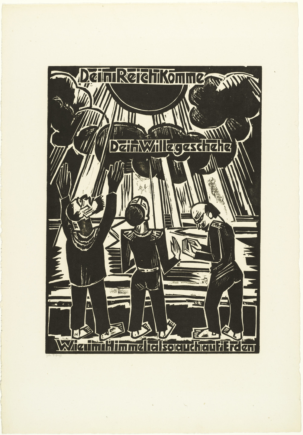 Max Pechstein. Thy kingdom come / Thy will be done / on earth as it is in heaven (Dein Reich komme / Dein Wille geschehe / Wie im Himmel also auch auf Erden) from The Lord's Prayer (Das Vater Unser). 1921