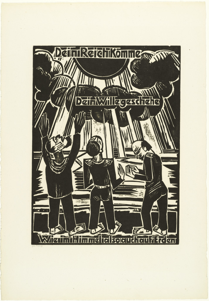 Thy kingdom come / Thy will be done / on earth as it is in heaven (Dein Reich komme / Dein Wille geschehe / Wie im Himmel also auch auf Erden) from The Lord's Prayer (Das Vater Unser)