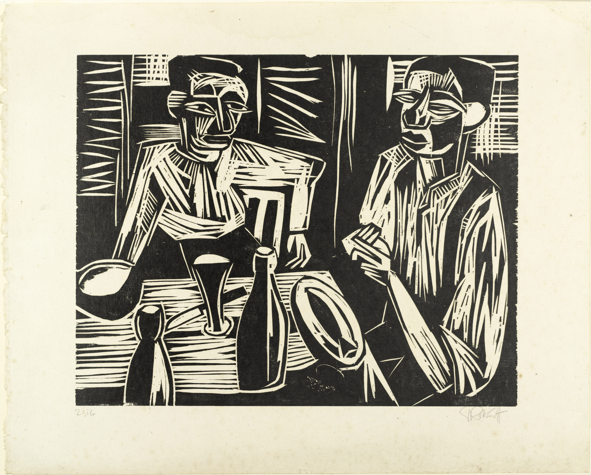 Karl Schmidt-Rottluff. Two Men at a Table (Zwei Männer am Tisch)