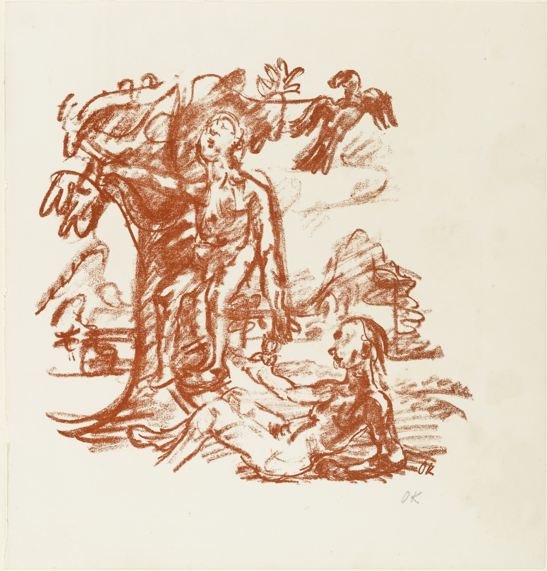 Oskar Kokoschka. Adam and Eve (Adam und Eva) from the illustrated book Hiob (Job)