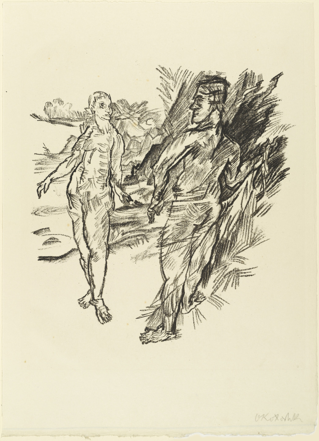 Oskar Kokoschka. Encounter (Begegnung) (plate 9) from The Bound Columbus (Der gefesselte Columbus). 1916 (executed 1913)