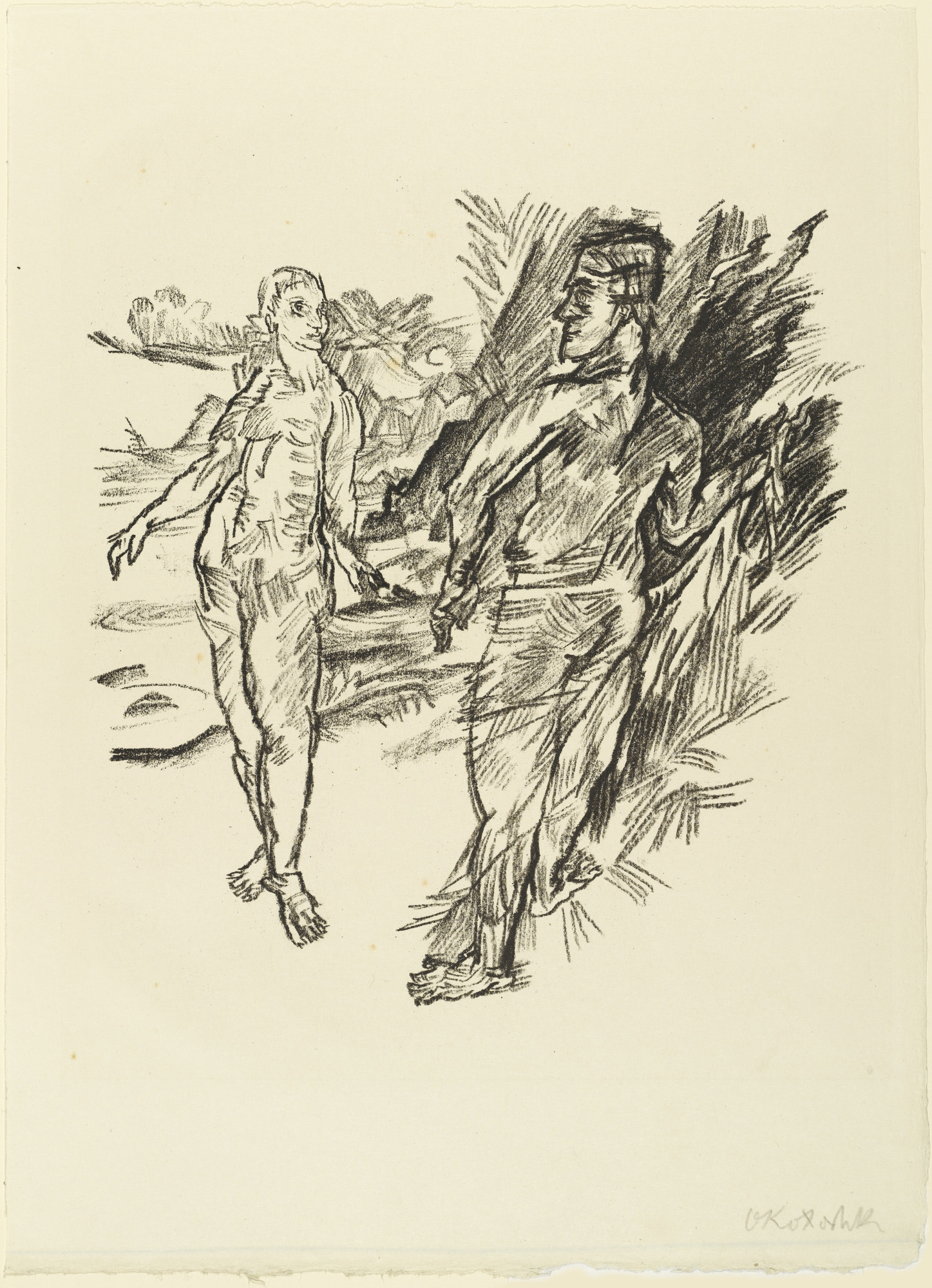 Oskar Kokoschka. Encounter (Begegnung) (plate 9) from The Bound Columbus (Der gefesselte Columbus)