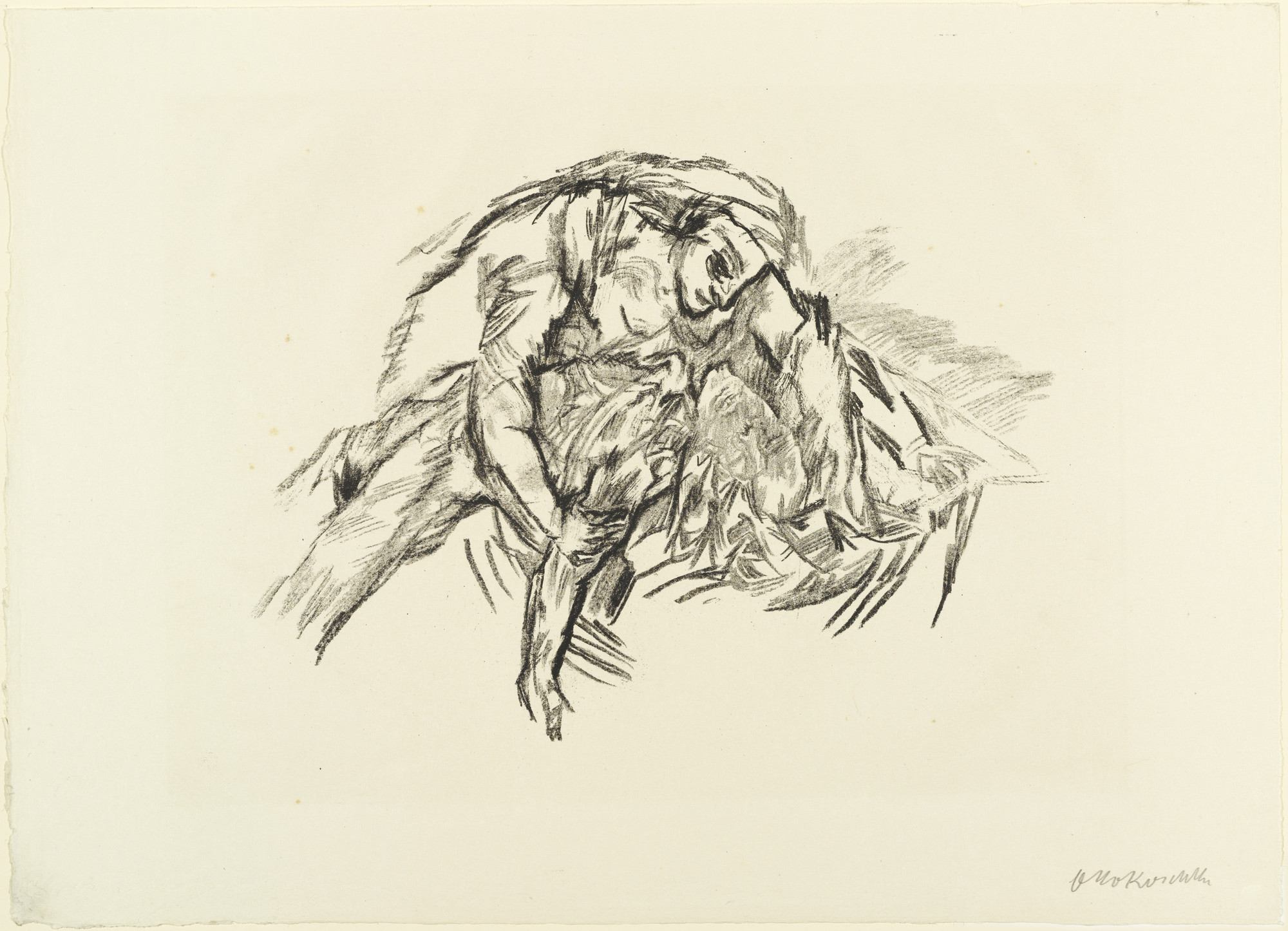 Oskar Kokoschka. Woman Bent over Phantom (Weib über Schemen gebeugt) (plate 10) from The Bound Columbus (Der gefesselte Columbus)