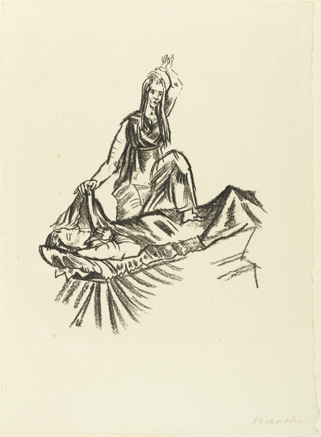 Oskar Kokoschka. Woman Triumphs over Corpse (Das Weib triumphiert über den Toten) (plate 11) from _The Bound Columbus (Der gefesselte Columbus) _. 1916 (executed 1913)