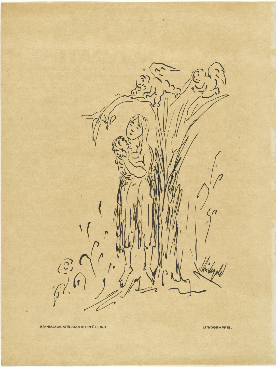 Stanislaus Stückgold. Fulfillment (Erfüllung) (plate, preceding p. 257) from the periodical Das Kunstblatt, vol. 1, no. 9 (Sep 1917). 1917