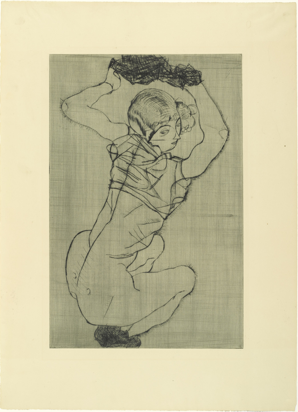 Egon Schiele. Squatting Woman (Kauernde) from The Graphic Work of Egon Schiele (Das Graphische Werk von Egon Schiele). 1914, published 1922