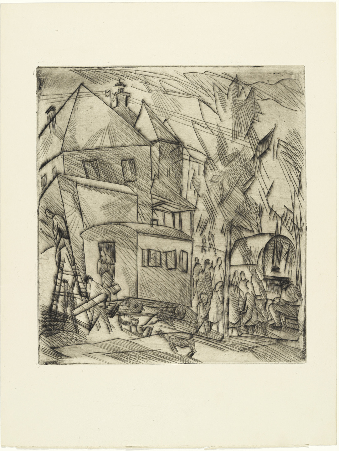 Fritz Schaefler. Traveling Circus (Wanderzirkus) (plate, loose leaf) from the periodical Das Kunstblatt, vol. 2, no. 12 (Dec 1918). 1918