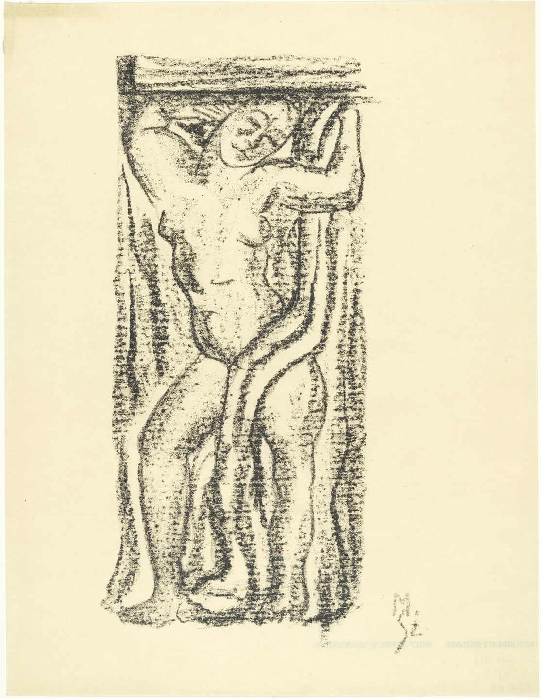 Milly Steger. Caryatid (Karyatide) (plate, loose leaf) from the periodical Das Kunstblatt, vol. 1, no. 7 (Jul 1917). 1917