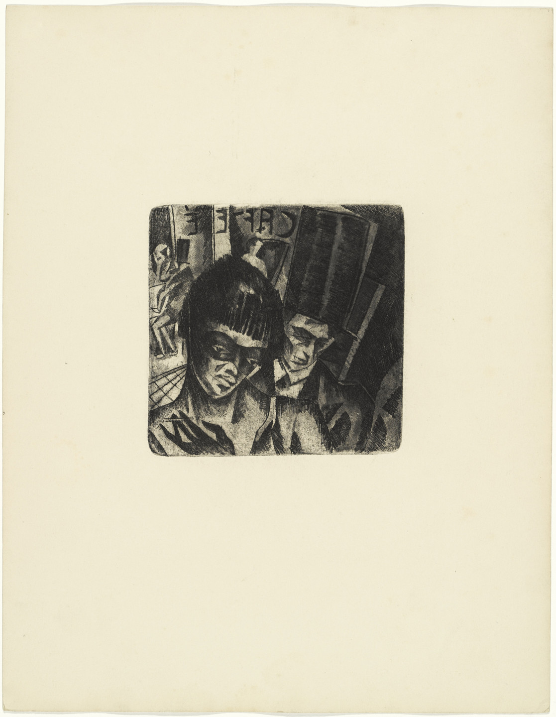 Ludwig Wachlmeier (or Aloys Ludwig Wach). In Front of the Café (Vor dem Café) (plate, loose leaf) from the periodical Das Kunstblatt, vol. 1, no. 6 (Jun 1917). 1917