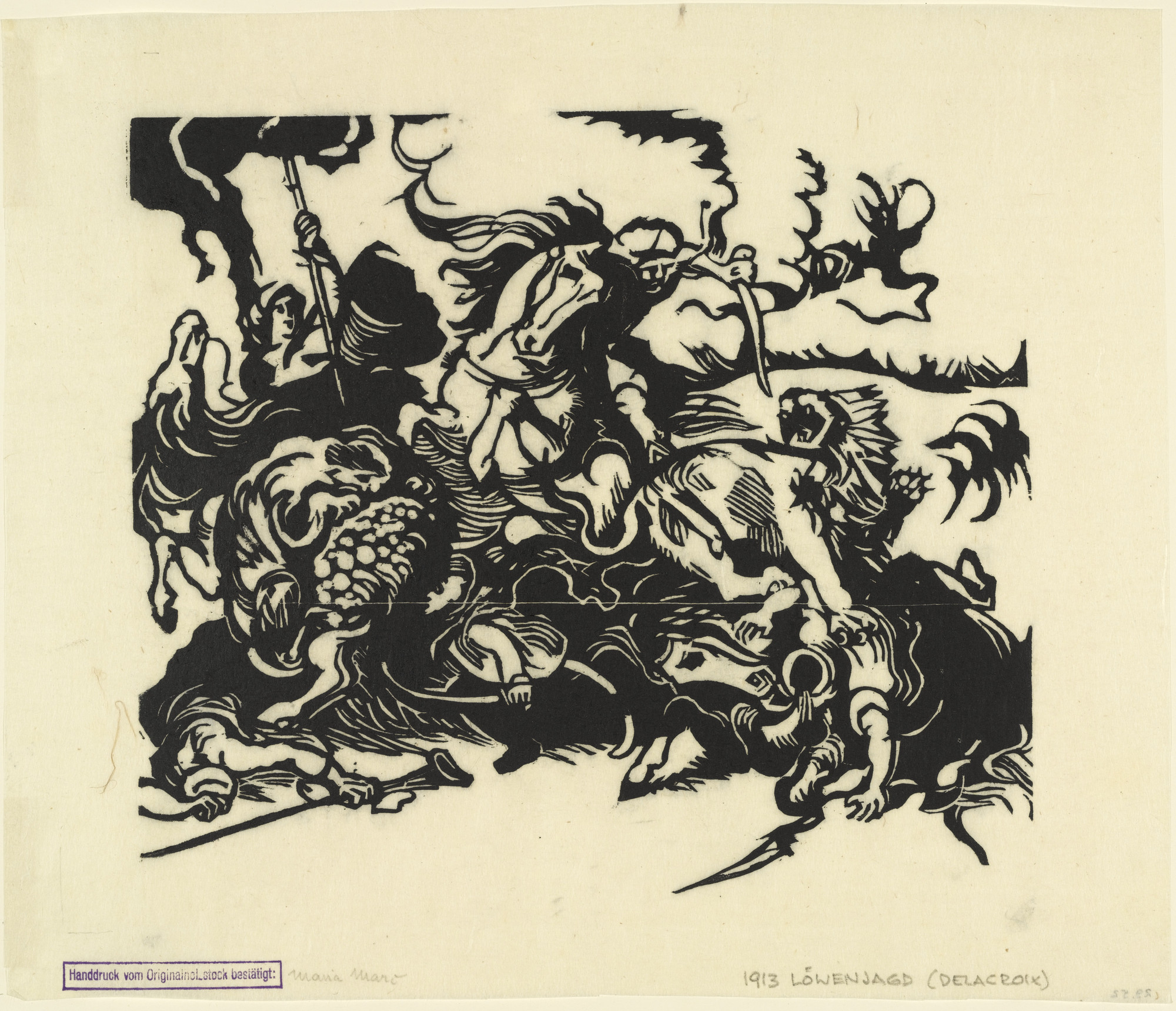 Franz Marc. Lion Hunt After Delacroix (Löwenjagd nach Delacroix
