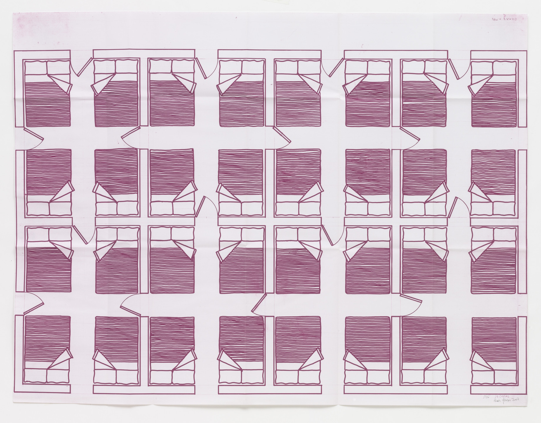 León Ferrari. Beds (Camas) from the series Heliographs (Heliografías). c. 1982, signed 2007