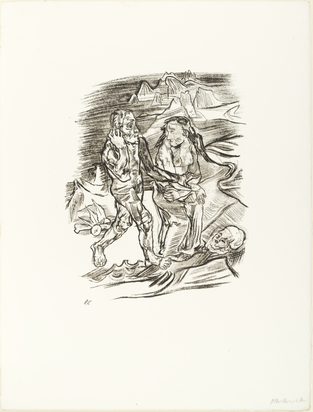 Oskar Kokoschka. Man and Woman on the Road to Death (Mann und Weib auf dem Sterbeweg) (plate 8) from O Eternity - Thou Word of Thunder (Bach Cantata) [O Ewigkeit - Du Donnerwort (Bachkantate)]. (1914, published 1916)
