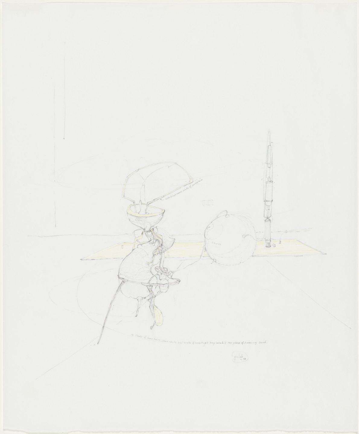 Paul Etienne Lincoln. In cloaks of snow hares, snow white and beaks of amethyst they inhabit the plane of shimmering sand. 1998