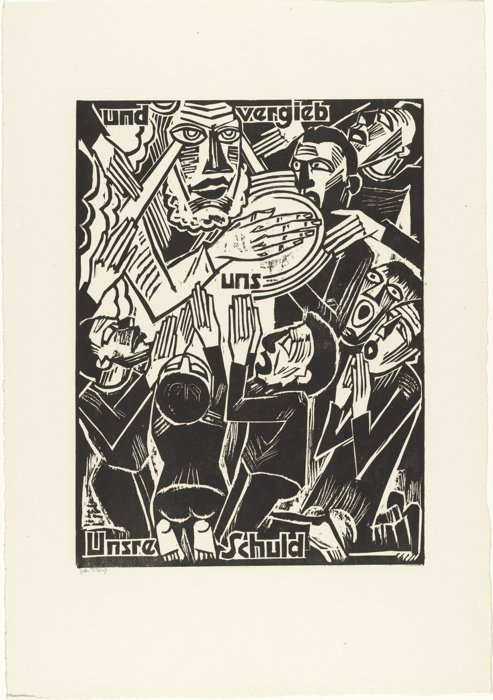 Max Pechstein. And forgive / us / our debts (und vergieb / uns / Unsre Schuld) from The Lord's Prayer (Das Vater Unser). 1921