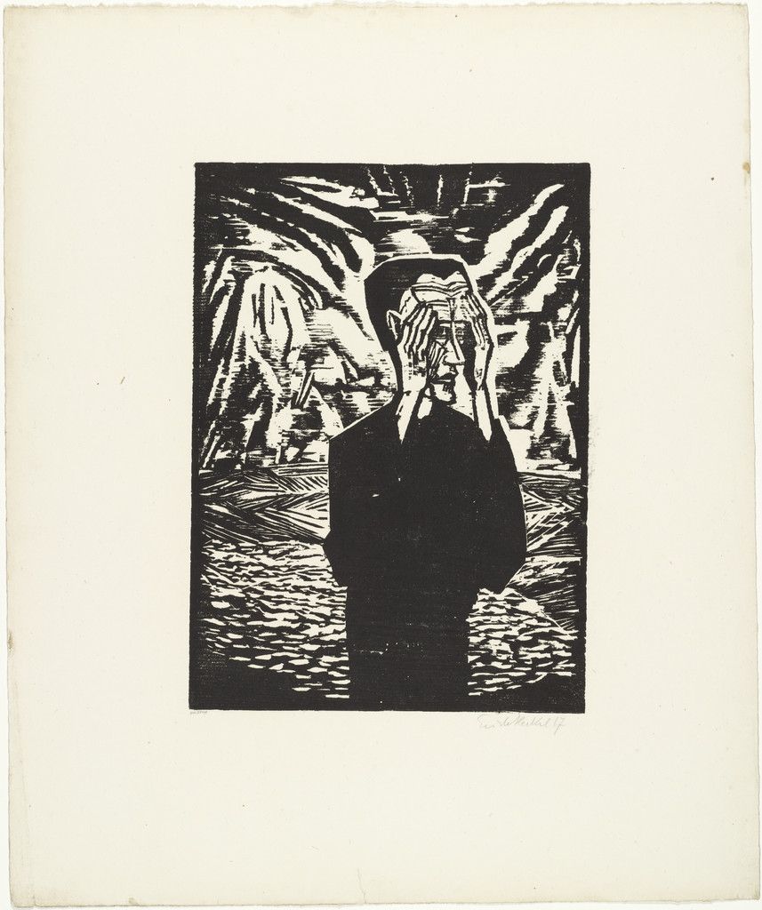 Man on a Plain (Mann in der Ebene) from the portfolio Eleven Woodcuts, 1912-1919 (Elf Holzschnitte, 1912-1919)