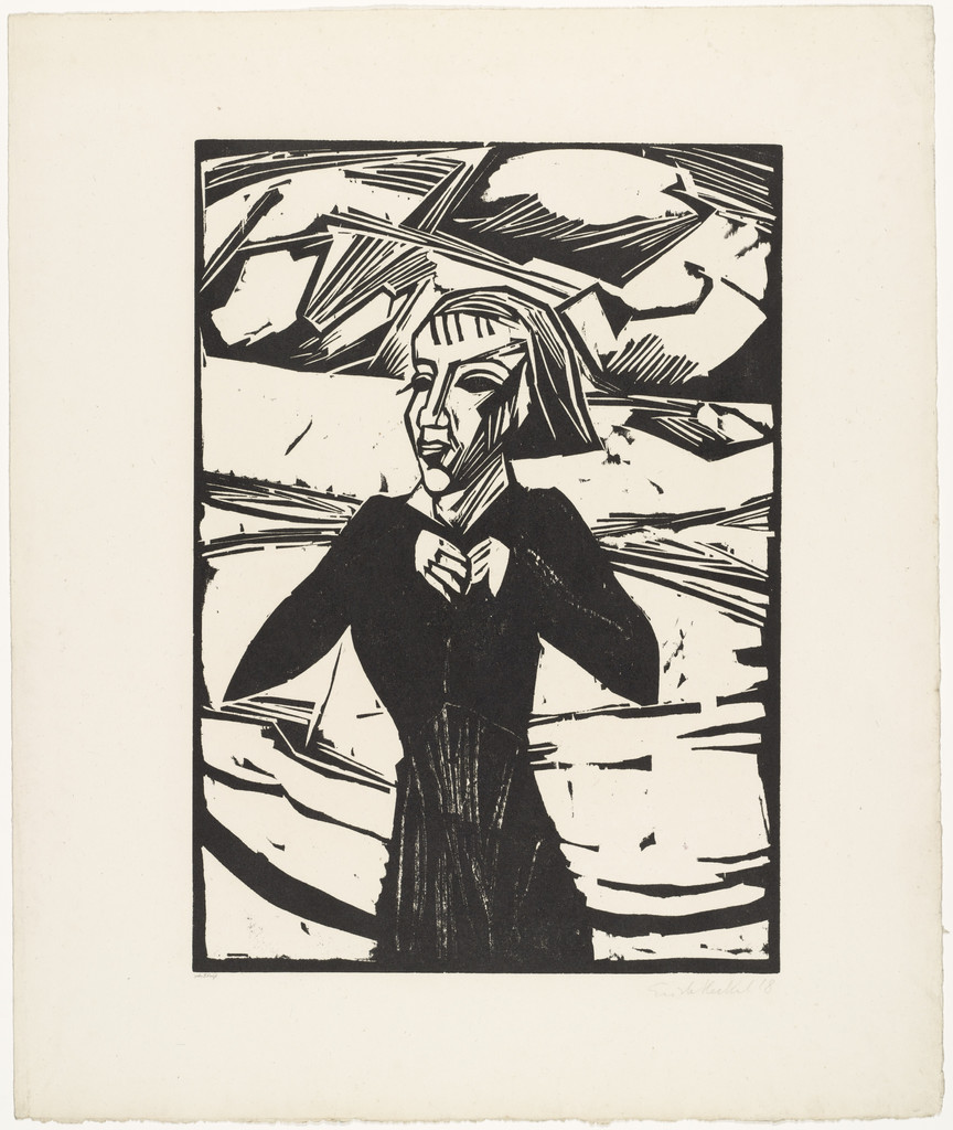 Girl by the Sea (Mädchen am Meer) from the portfolio Eleven Woodcuts, 1912-1919 (Elf Holzschnitte, 1912-1919)