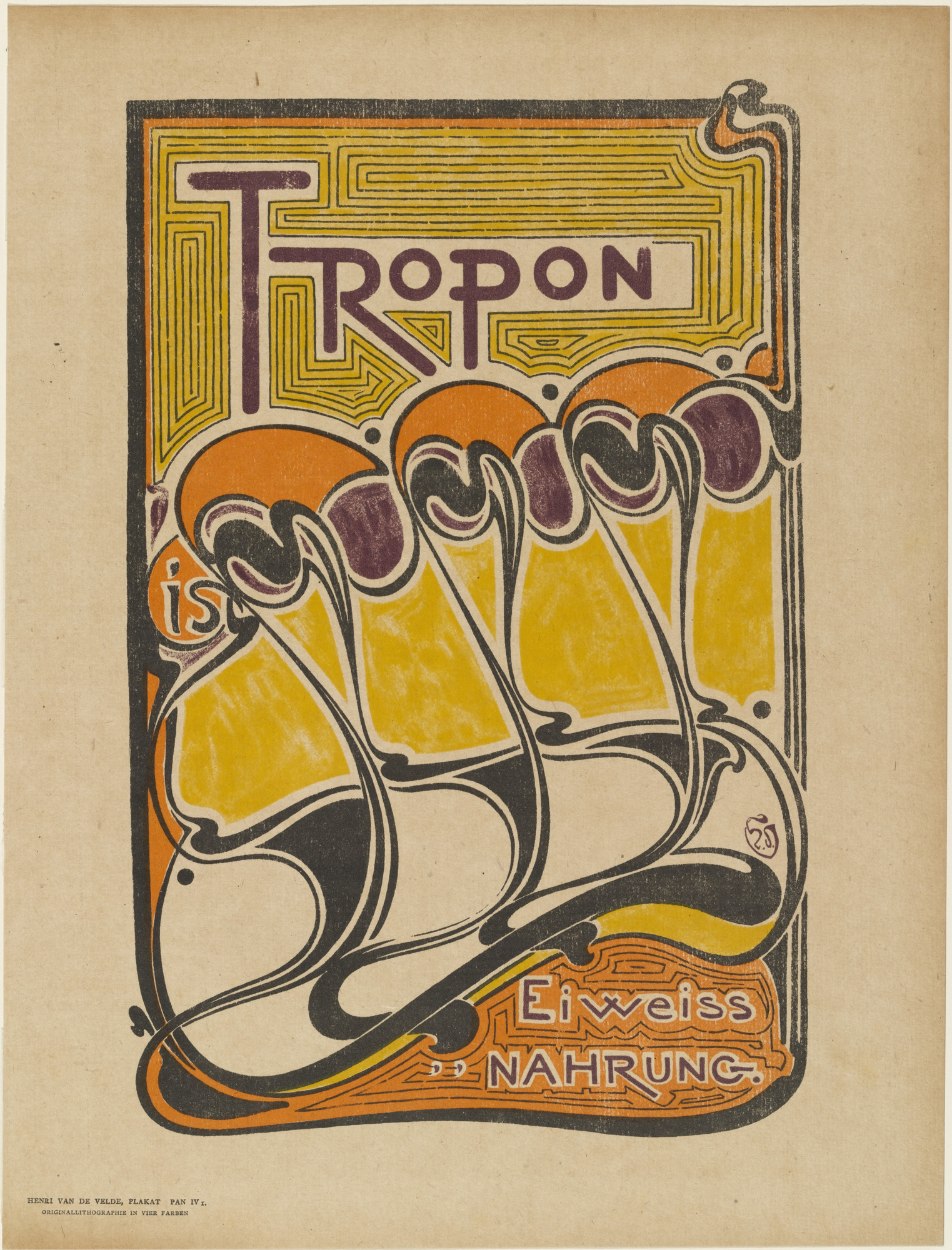 Henry Clemens van de Velde. Tropon Poster (plate, facing page 62