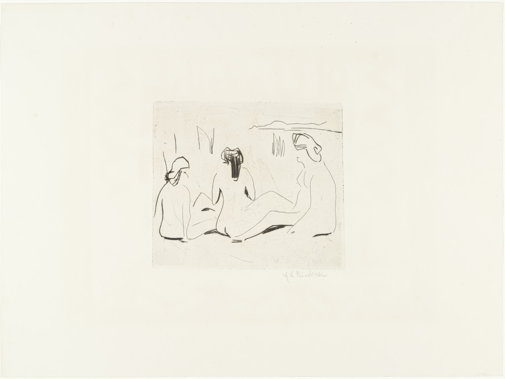 Three Bathers at the Moritzburg Lakes (Drei Badende an den Moritzburger Seen) from Brücke 1910