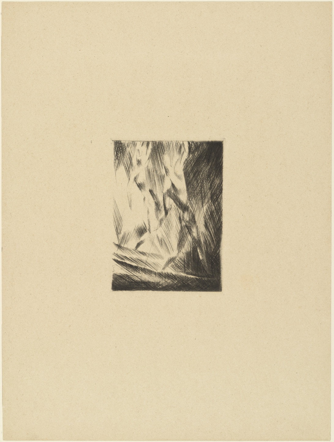 Edwin Scharff. Two Men On a Boat (Zwei Männer im Boot) (plate, loose leaf) from the periodical Das Kunstblatt, vol. 2, no. 8 (Aug 1918). 1918