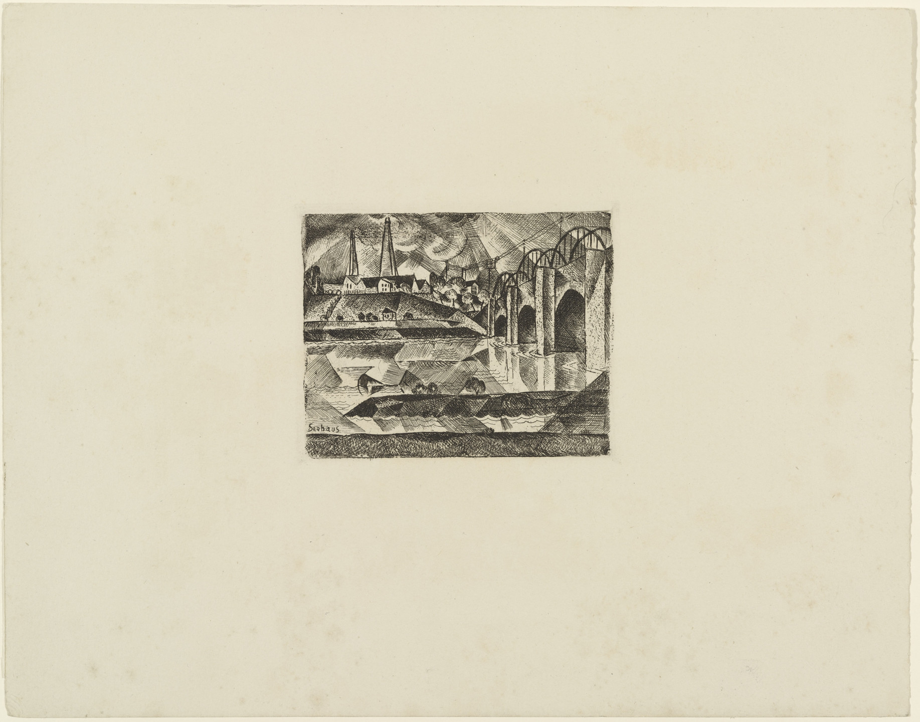 Paul Adolf Seehaus. Bridge (Brücke) (plate, loose leaf) from the periodical Das Kunstblatt, vol. 2, no. 10 (Oct 1918). 1918 (executed 1917)