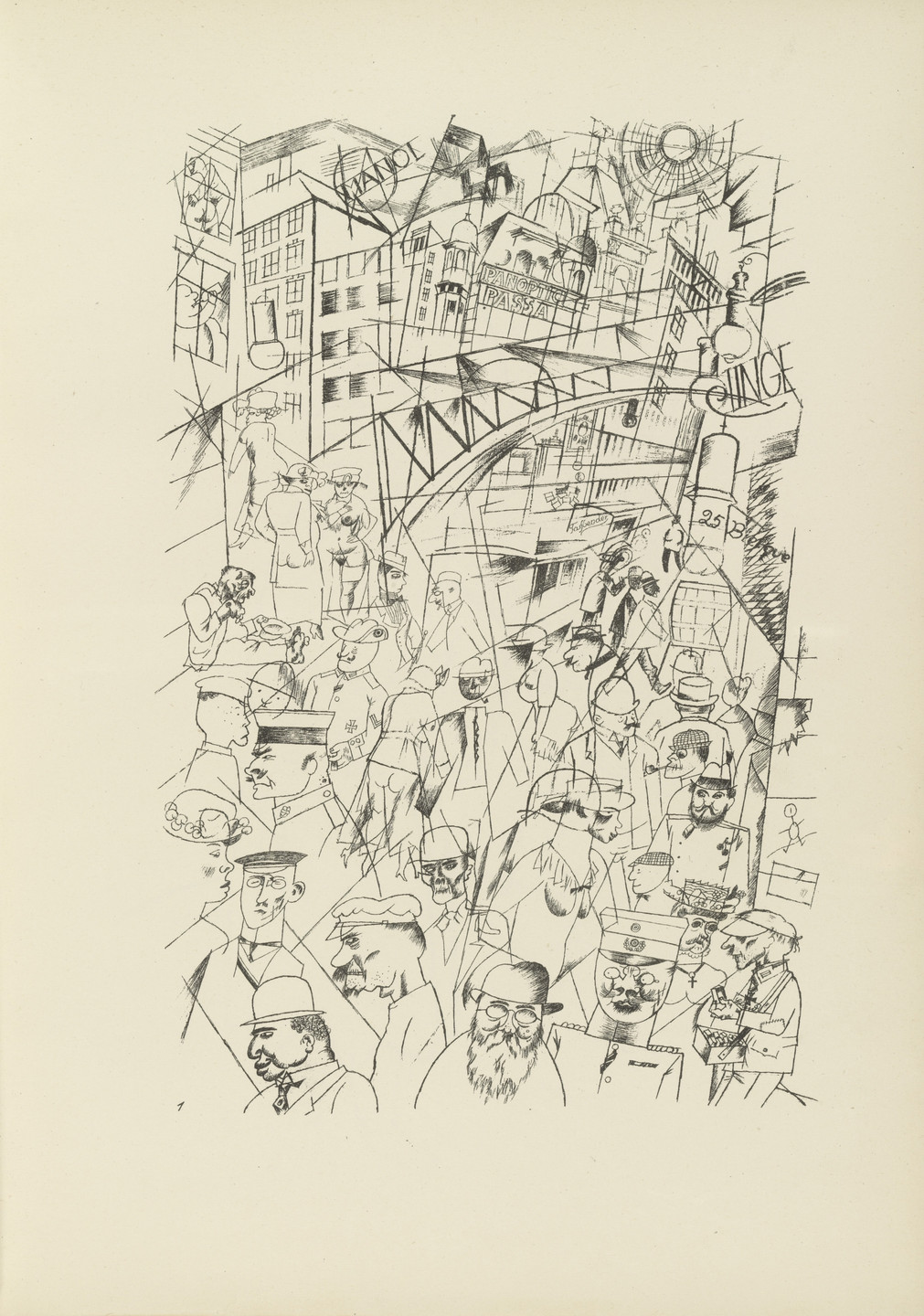 George Grosz. Friedrichstraße (plate, folio 3) from Ecce Homo. 1922–23 (original executed in 1918)