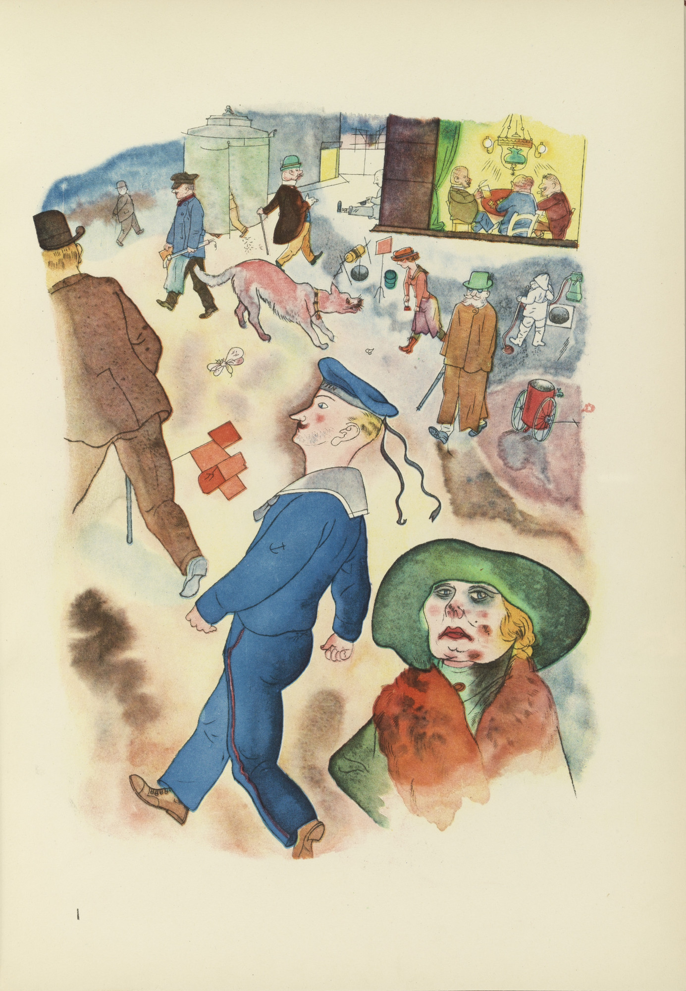 George Grosz. Passanten (plate, folio 9) from Ecce Homo
