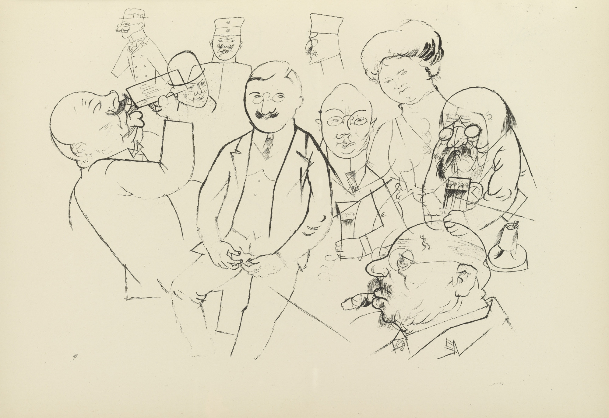 George Grosz. Stammtischstudien (plate, folio 13) from Ecce Homo. 1922–23 (original executed in 1919)