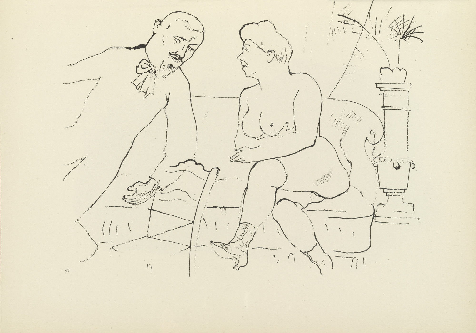 George Grosz. Der Besuch (plate, folio 14) from Ecce Homo. 1922–23 (original executed in 1920)