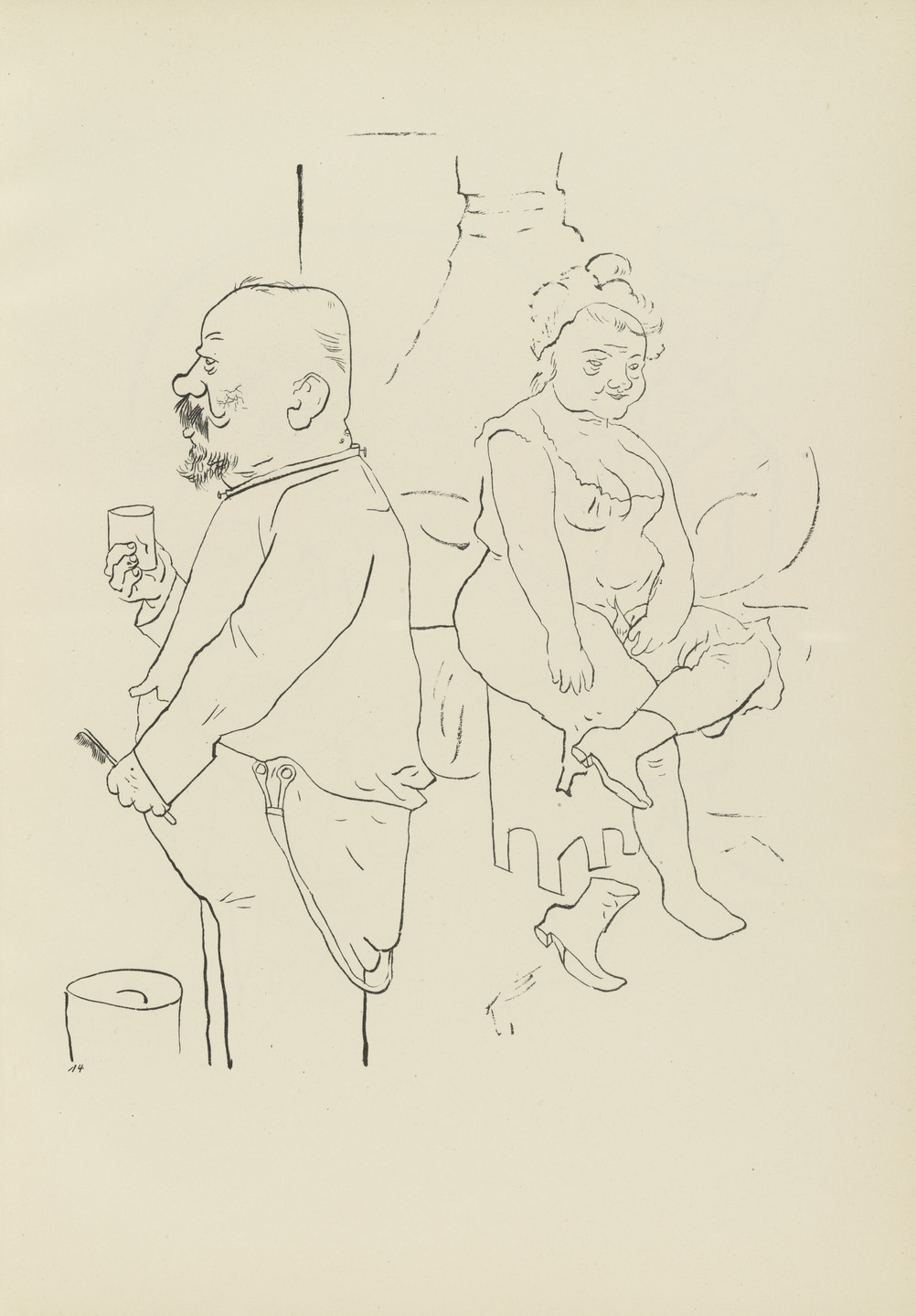 George Grosz. Zu Hause (plate, folio 18) from Ecce Homo. 1922–23 (original executed in 1922)