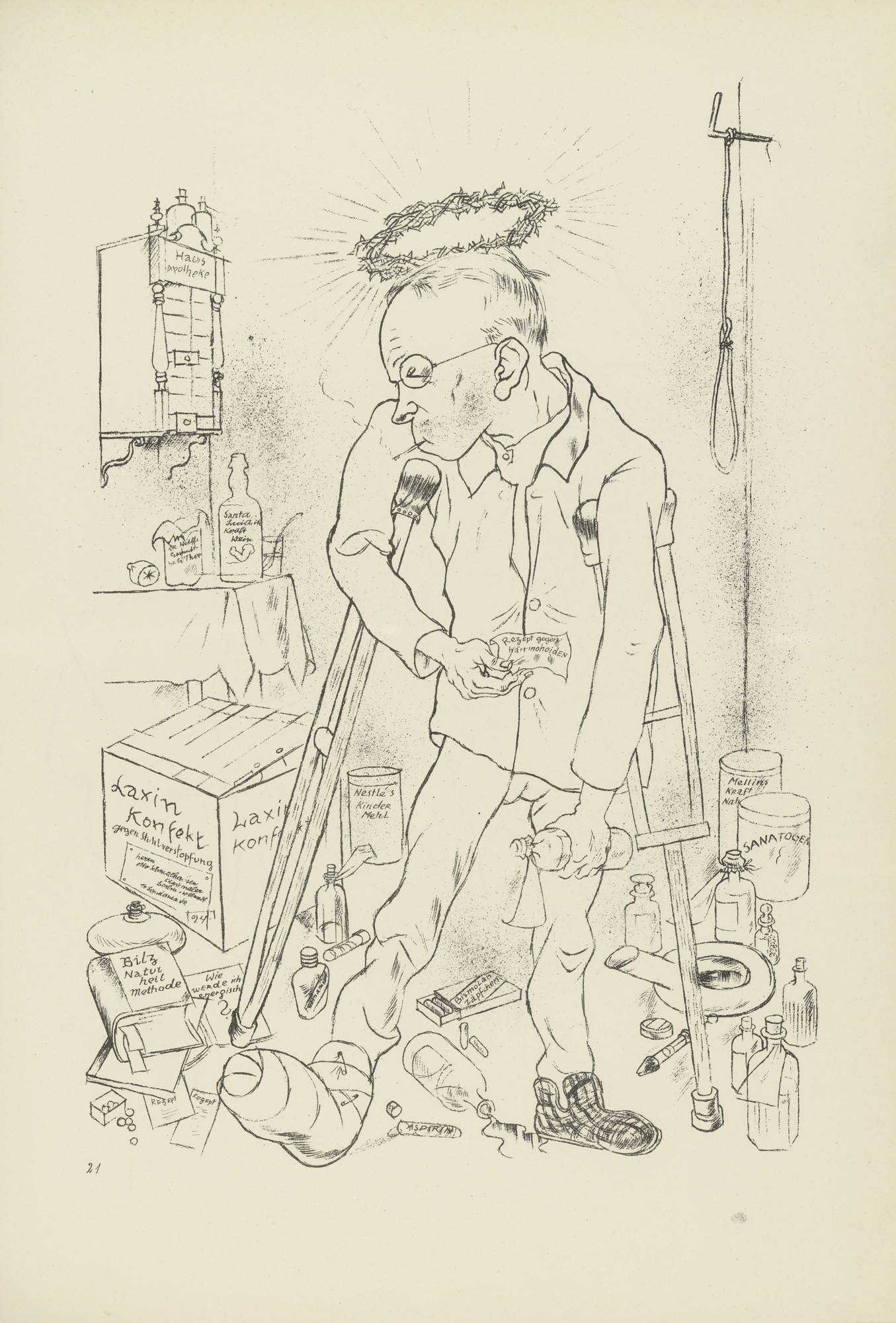 George Grosz. Der Hypochonder Otto Schmalhausen (plate, folio 26) from Ecce Homo